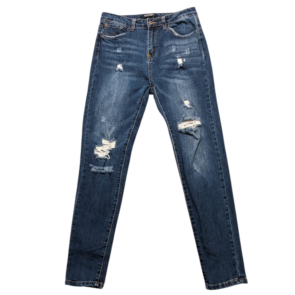 Wax Jean Distressed Blue Skinny Jeans 11